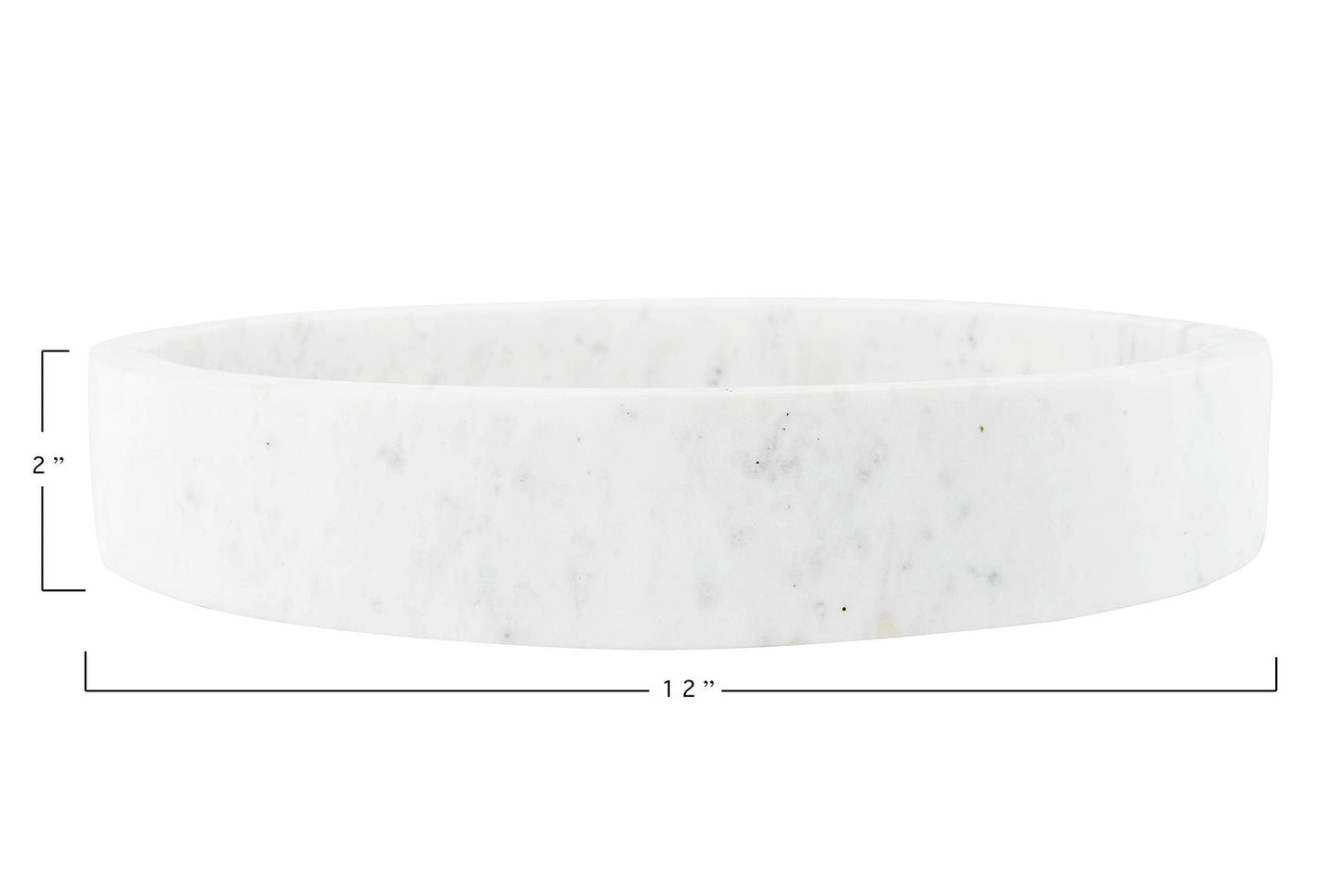 Creative Co-Op Minimalist Round Carved Marble Tray or Charcuterie Board, White, 12"