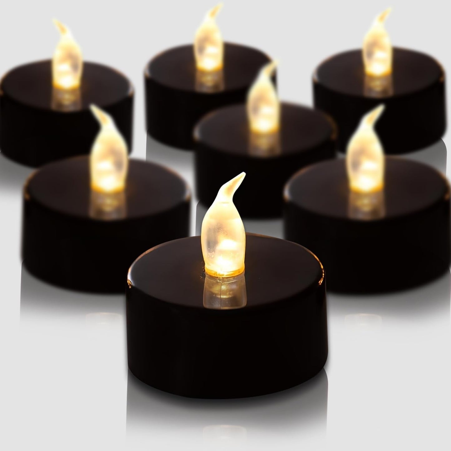 Candlium Tea Lights Battery Operated Candles LED Tea Lights Flameless Candles 200+ Hours Flickering Fake Tealights for Halloween, Christmas Aniversary Home Table Decor(Black, 50 Pack)