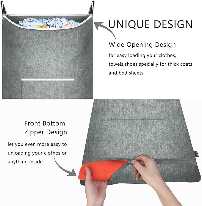 XL Large Hanging Laundry Hamper, Over the Door Laundry Bag