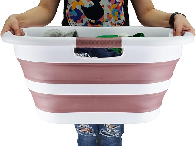 SAMMART 40L Collapsible Plastic Laundry Basket