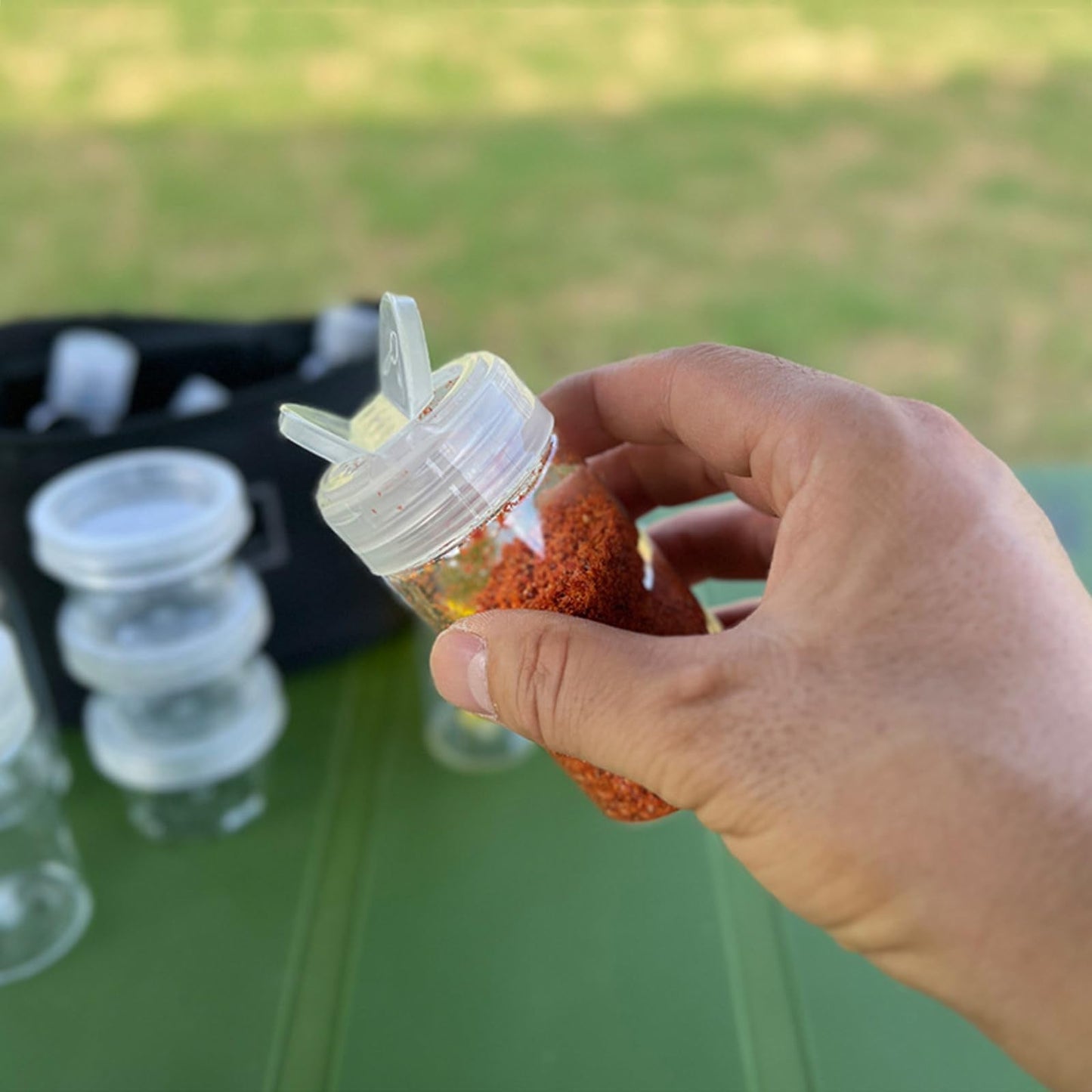 Joyeee Travel Spice Bottle Kit, Camping Portable Compact Sauce Containers with 9 Seasoning Bottles Jar for Salt Sugar Dry Herb Spice, Great for Home or Outdoor Use