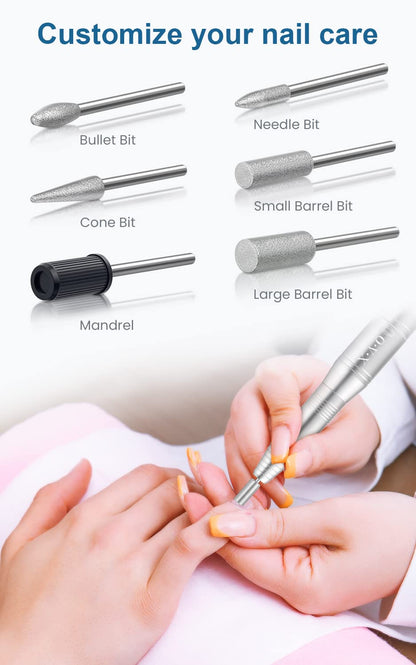 Portable Electric Nail Drill Machine, Professional 20000 RPM USB Manicure Pedicure Drills for Acrylic Nails Gel Polishing Shape Tools