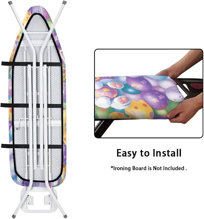 Sprowallow Colorful Egg Rabbit Ironing Board Cover and Pad 15x54 Inch Standard