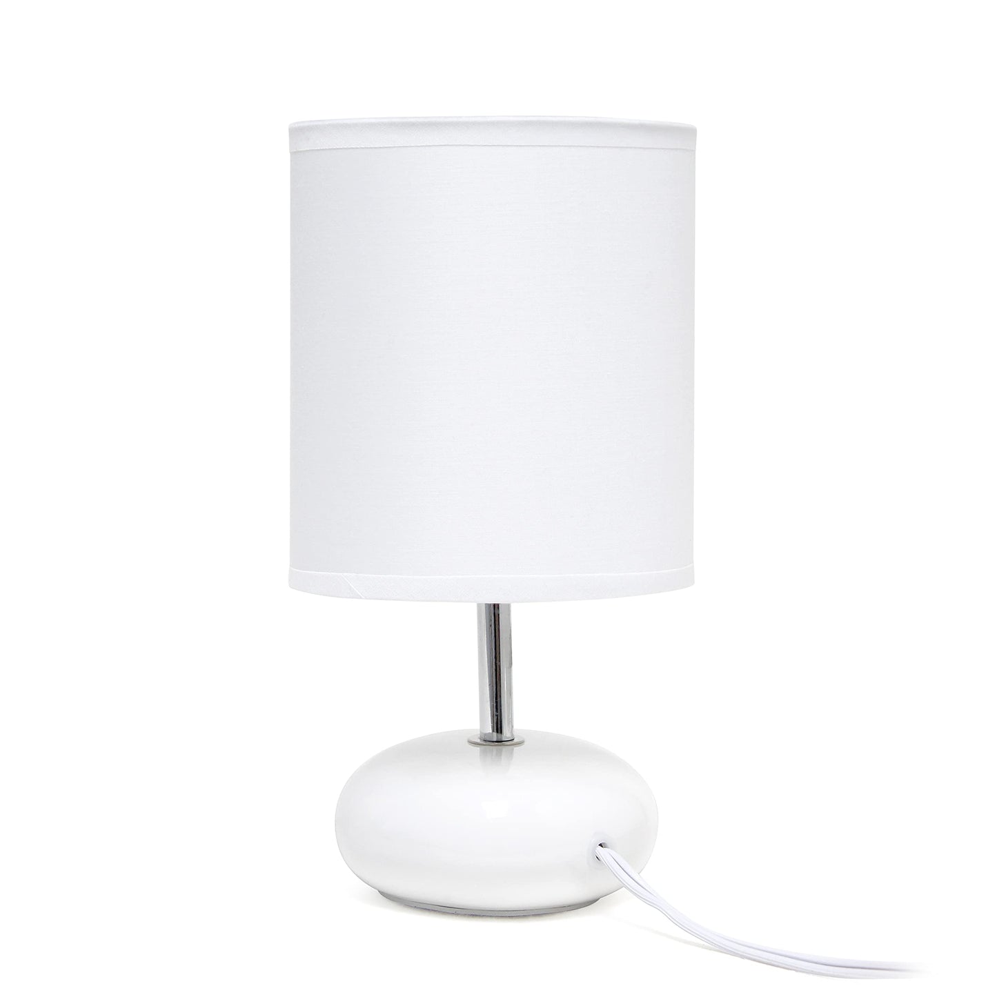 Simple Designs LT2005-WHT Stonies Small Stone Look Table Desk Bedside Lamp, White
