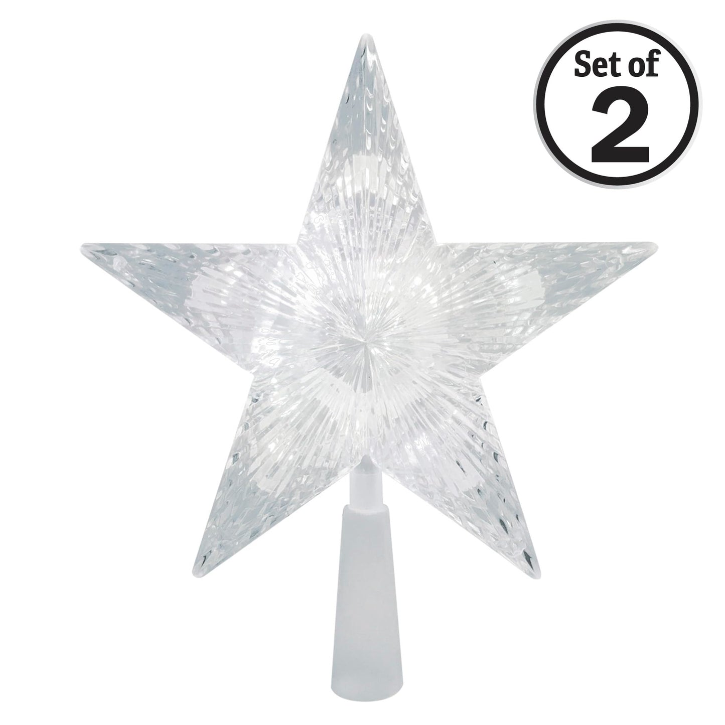 Brite Star Battery Operated 10 Lt Pentagram Star LED Tree Topper, Pure White (Set of 2)
