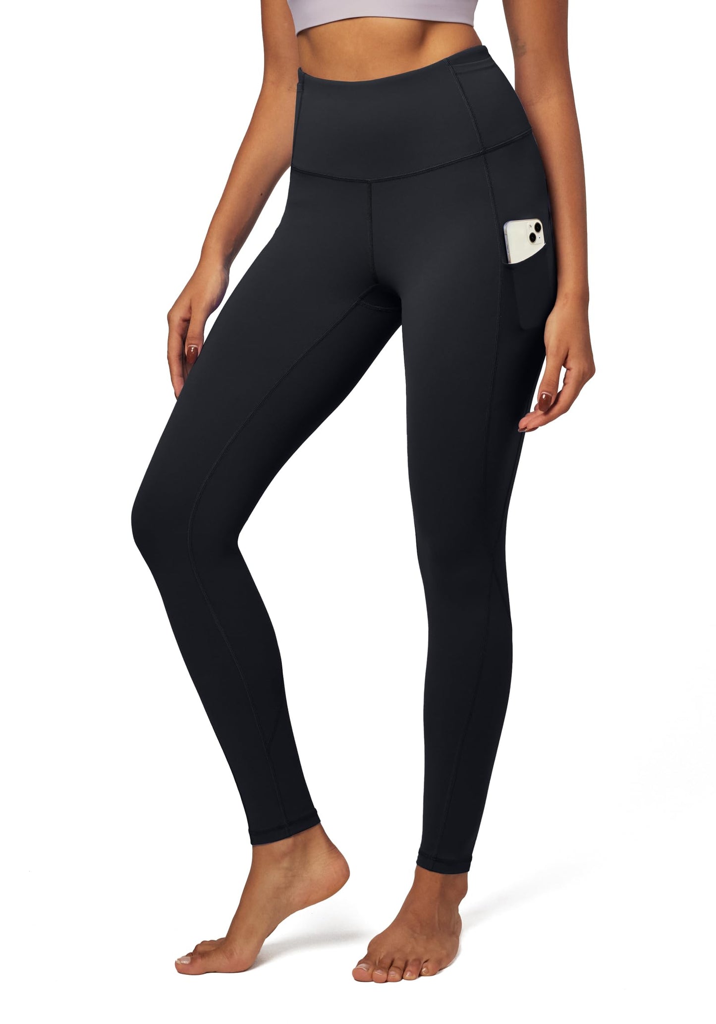 IUGA Leggings with Pockets for Women High Waisted Yoga Pants Women Leggings for Women Tummy Control Workout Compression Leggings Black