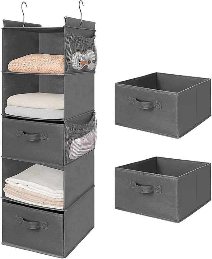 MAX Houser 5 Tier Shelf Hanging Closet Organizer, Cloth Hanging Shelf