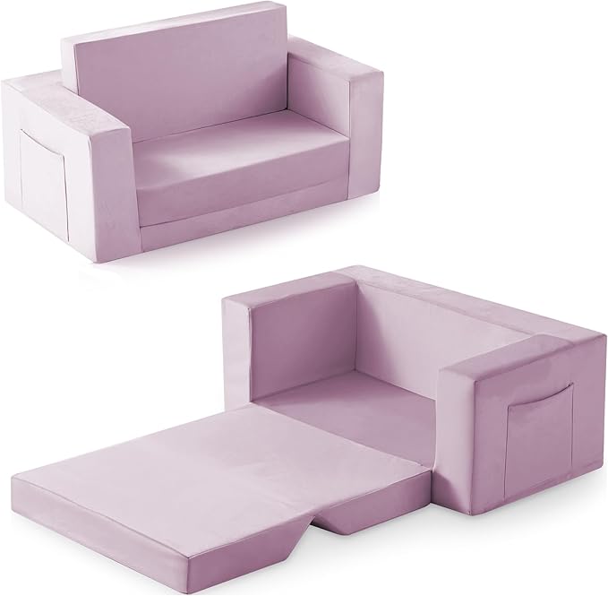 Kids Couch, 2-in-1 Toddler Chair Comfy 1-3 Years, Convertible Kids Chair