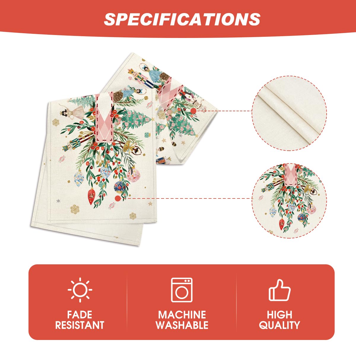 Artoid Mode Nutcracker Floral Holly Christmas Table Runner, Seasonal Winter Kitchen Dining Table Decoration for Home Party Decor 13x48 Inch