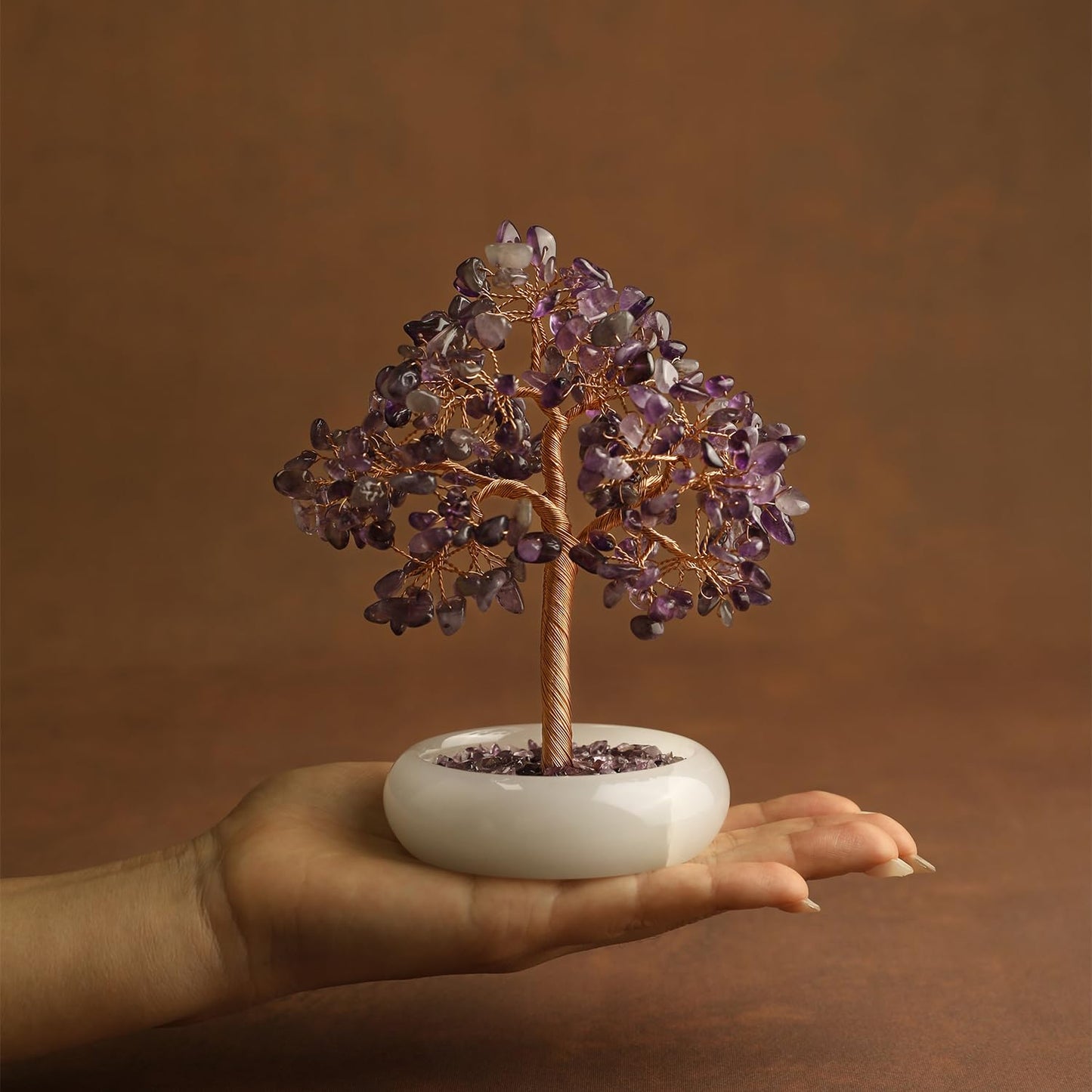 MAGIC AND MIRACLES Amethyst Crystal Tree of Life Chakra Healing, Bonsai Tree, Gemstone Tree, Home and Office Desk Decor for Positive Energy, Birthday Wedding Gifts