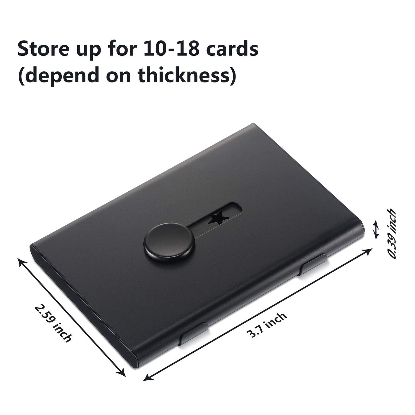 Tatuo 2 Pcs Black/blue 2 Pack Thumb Drive Business Card Holder Stainless Steel Business name Card Case Portable Slide Out name holder Wallet Nice Design pocket for Men and Women