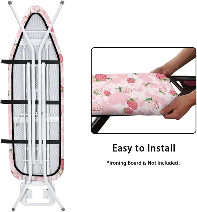 Pink Strawberry Padding Ironing Board Covers Easy to Install Stain Resistant