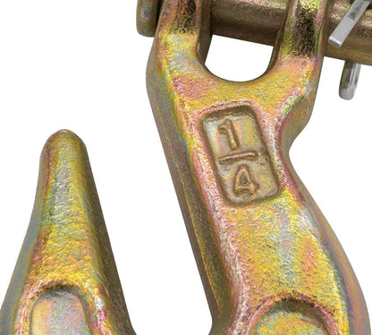 Mytee Products 10 Pack 1/4" Grade 70 Clevis Grab Hooks - 11660 lbs Breaking Strength Forged Steel - Chain Grab Hook for Truck Tractor Flatbed - Heavy Duty Grab Hooks for Lifting, Rigging, Forklift
