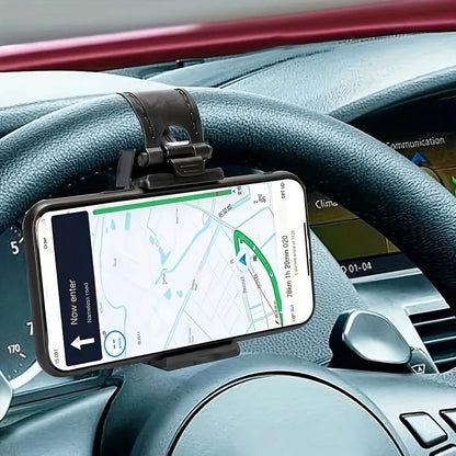 Universal Steering Wheel & Bike Phone Holder|Durable Adjustable Clip Mount for Car, Motorcycle,Bicycle|Non-Slip Phone Stand (4-7 Inch Screens),Blue.