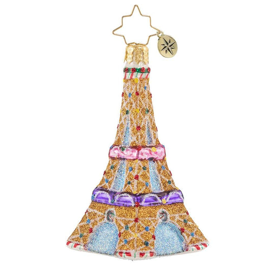 Christopher Radko Eiffel Tower Christmas Ornament – Handcrafted Blown Glass Paris Holiday Decoration, Vintage-Style Glass Ornament & Keepsake Gift