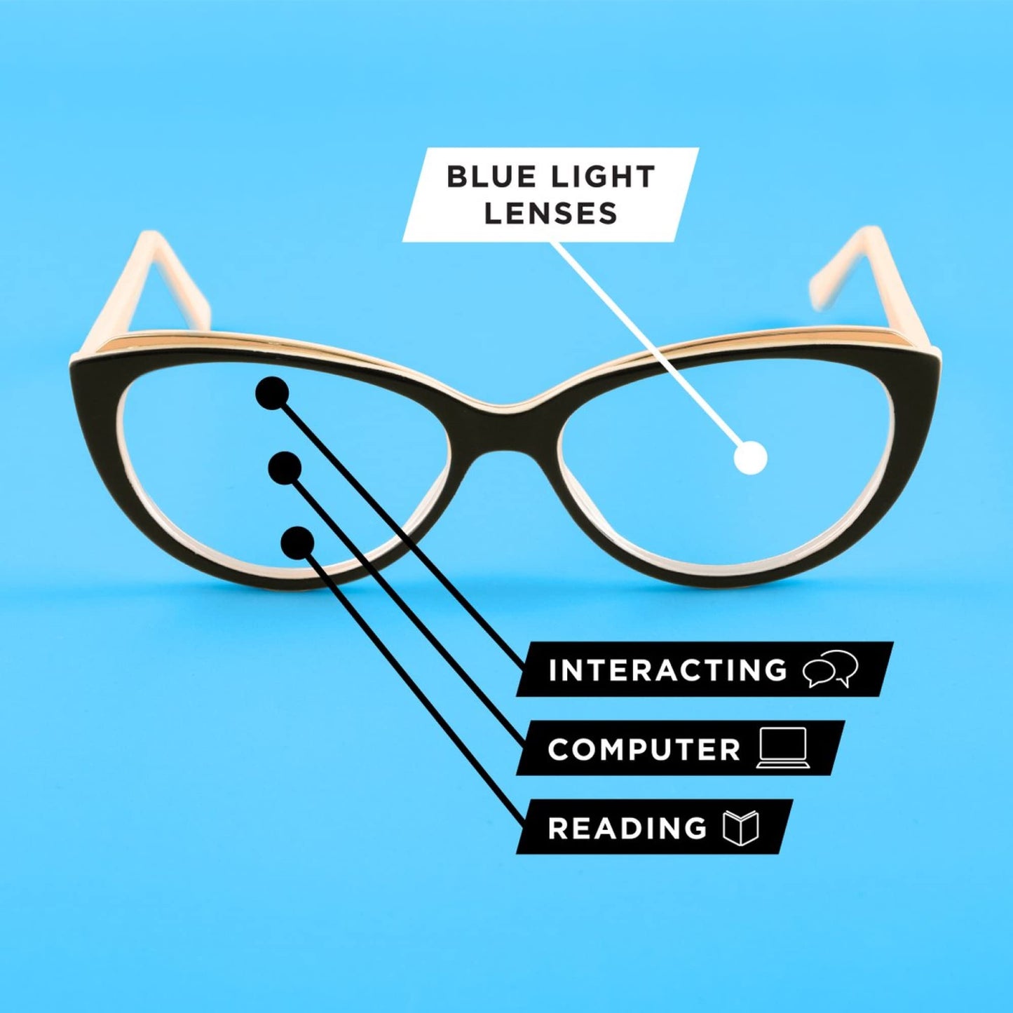 Foster Grant Sofia Vergara x Gloria Blue Light Multi Focus Reading Glasses Square, Women