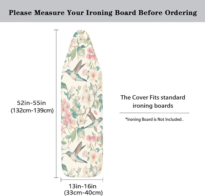 Floral Hummingbirds Ironing Board Cover and Pad Cover