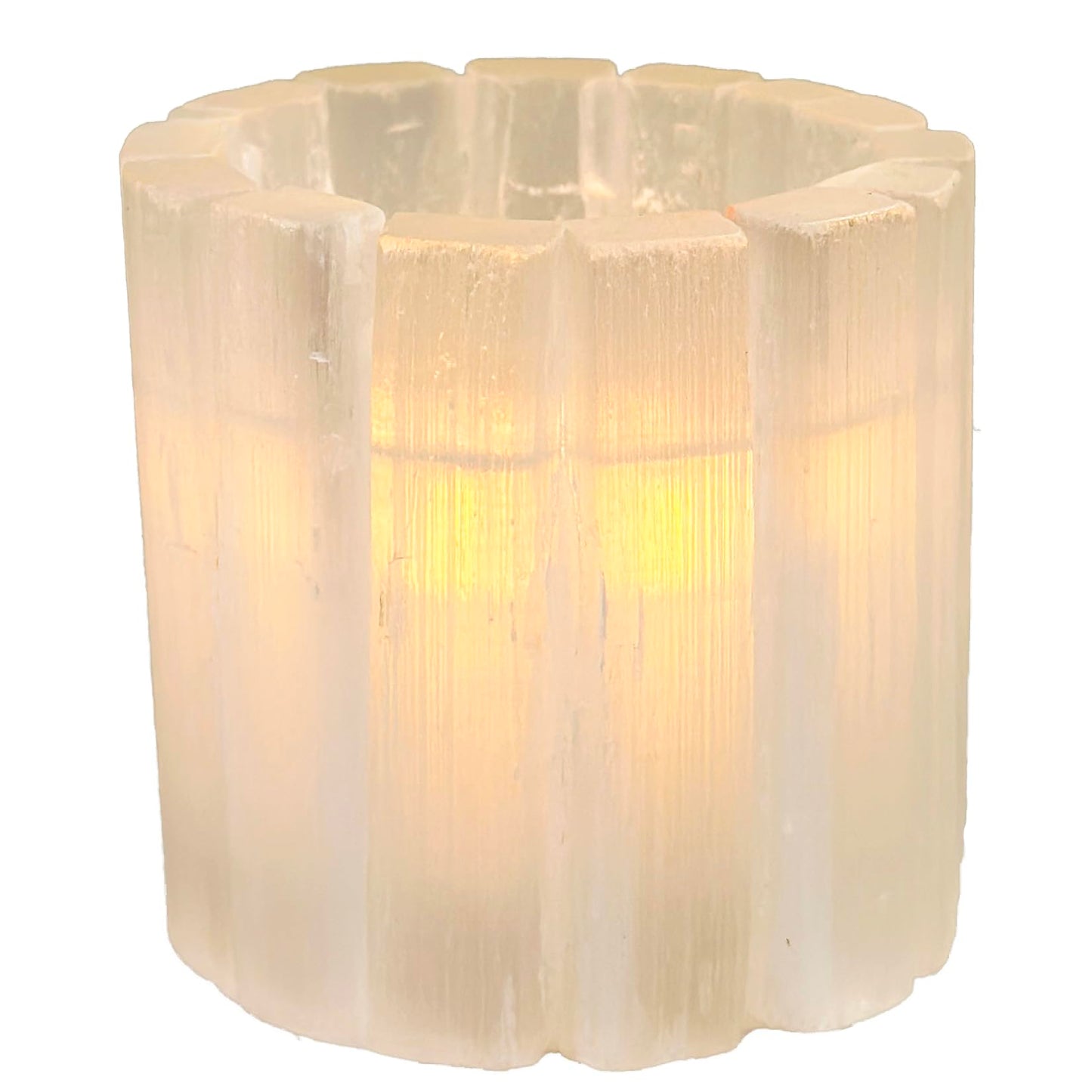 Selenite Candle Holder Natural Cylindrical Tealight Holder