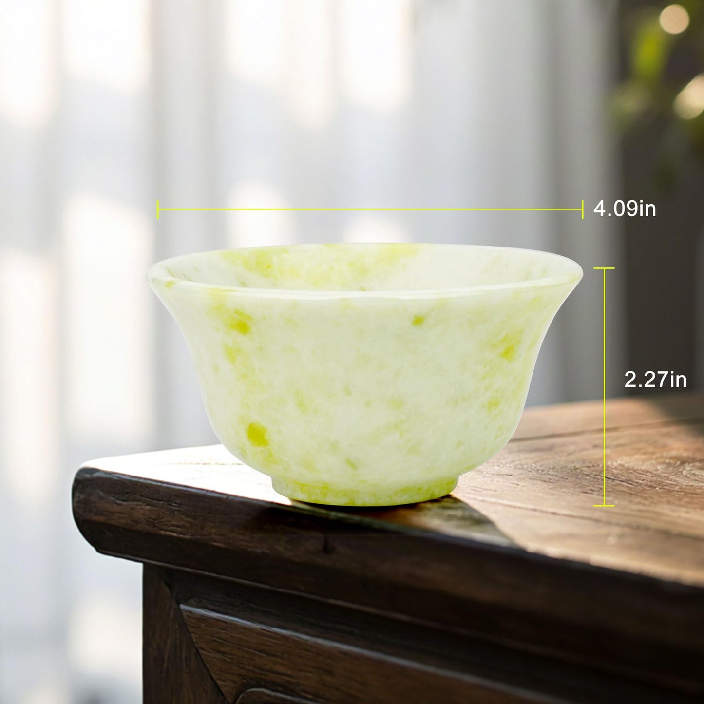 gemshan Handcrafted Jade Stone Bowl, 4 inch Ceremonial & Decorative Bowl for Meditation, Jewelry, Zen Decor, Home Altar, Gift