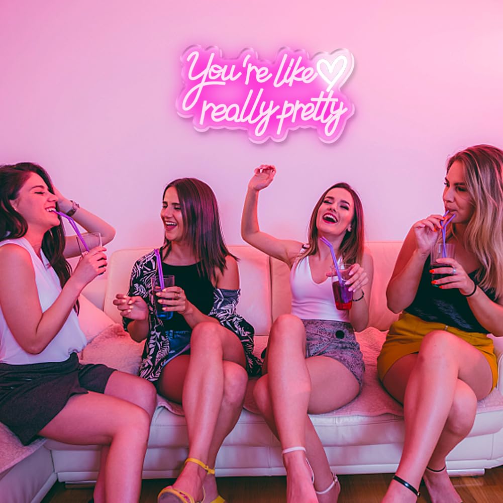 UExnkj-Y You're Like Really Pretty Neon Sign, Neon Signs for Wall Decor, Pink Led Neon Light for Wall Decor, USB Dimmable Led Neon Light Sign for Wedding, Bedroom, Home Decor