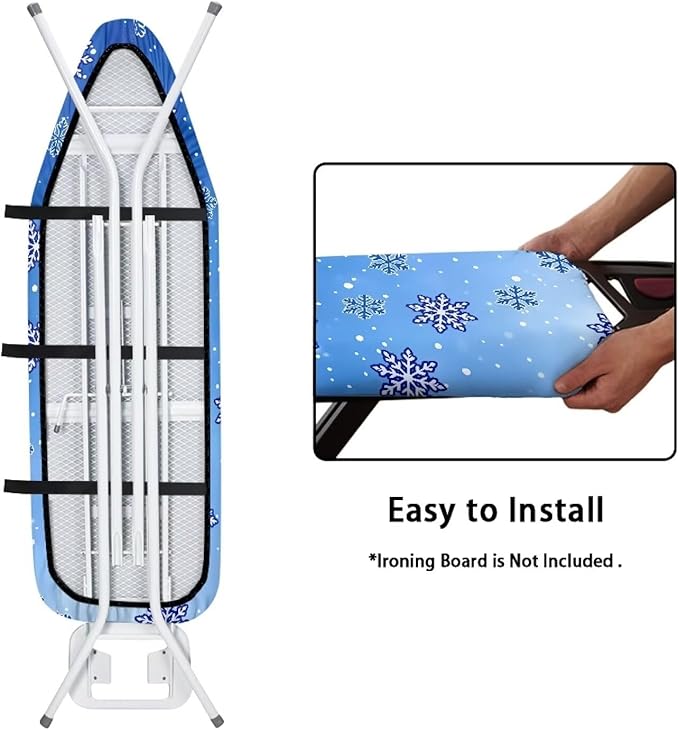 Ironing Board Cover wtih Blue Snowflake Print, Soft Stain Resistant Ironing