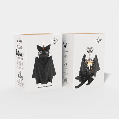 PyroPet Blaka Bat Candle (Black) - The Original Bat Candle with Metallic Skeleton | Gothic Decor | Unique Gift for Bat Lovers | 20-Hr Burn Time | Dimensions: 6.7x2.9x4.5 in