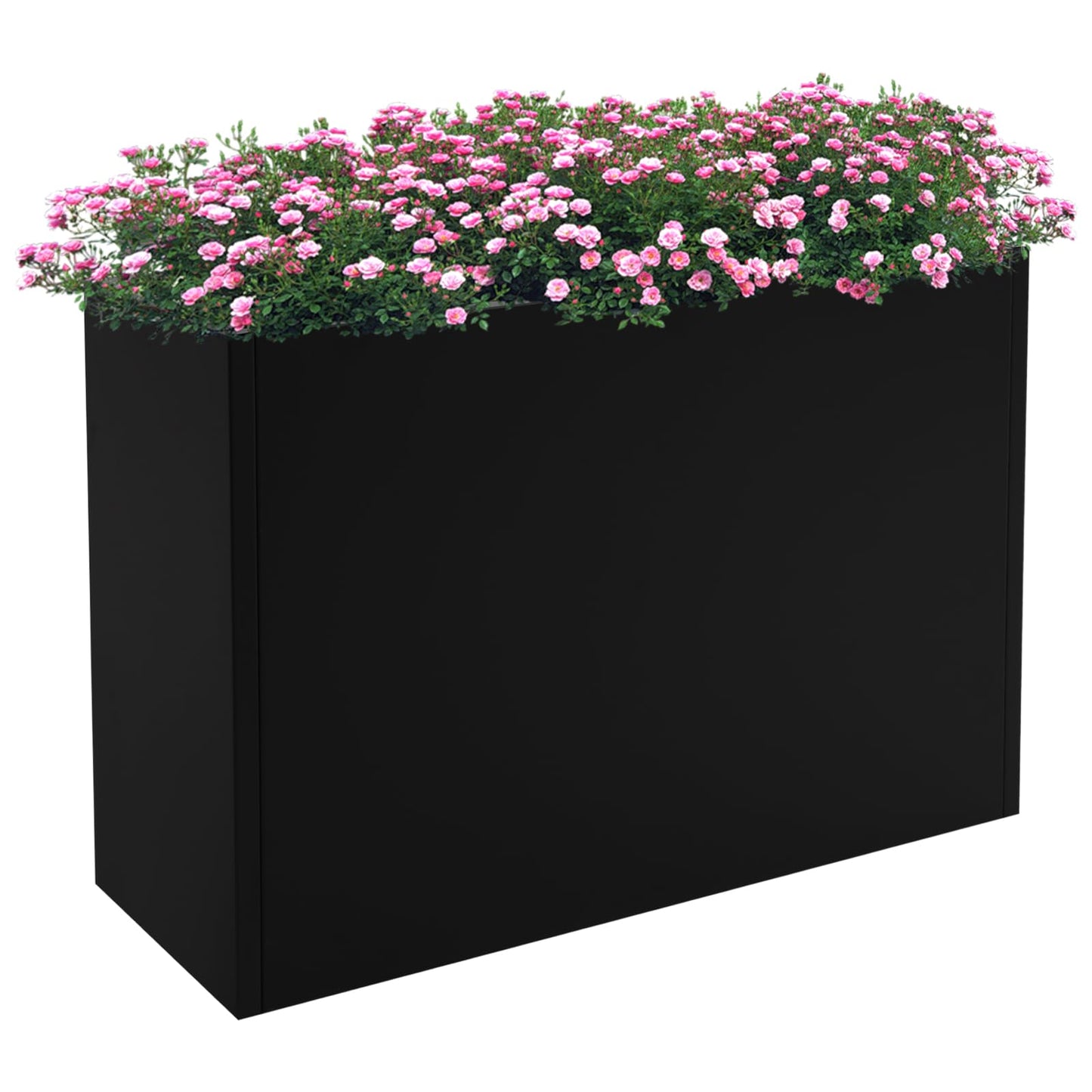 Fichiouy Modern Rectangular Planter Box,38x12x24 Inch Indoor/Outdoor Metal Planters with Removable Insert Shelf,for Flowers, Succulents & Small Trees (Black)