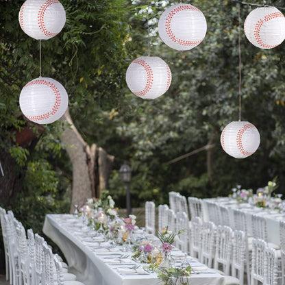 Easy Joy 8 Inch Baseball Paper Lanterns Sports Team Party Baseball Hanging Lantern Softball Party Decorations 6 Pieces