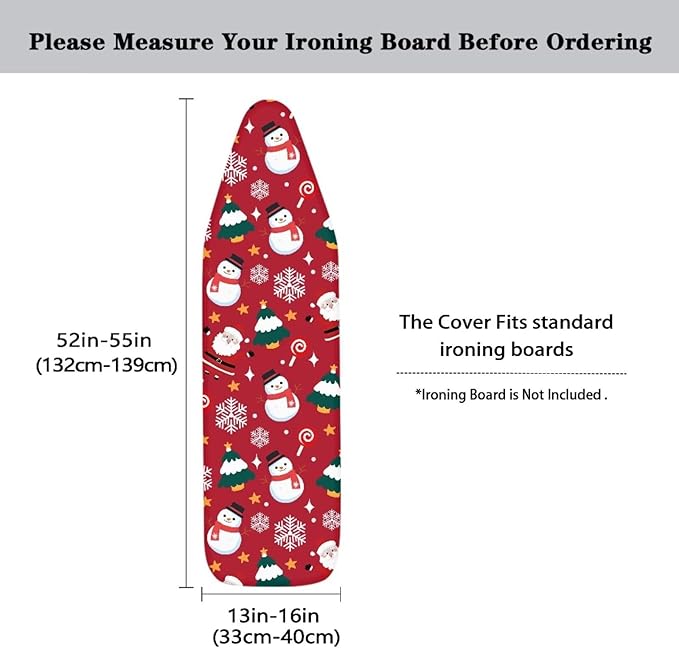 Santa Claus Snowman Ironing Board Cover Cover Heat-Reflective Scorch Resistant