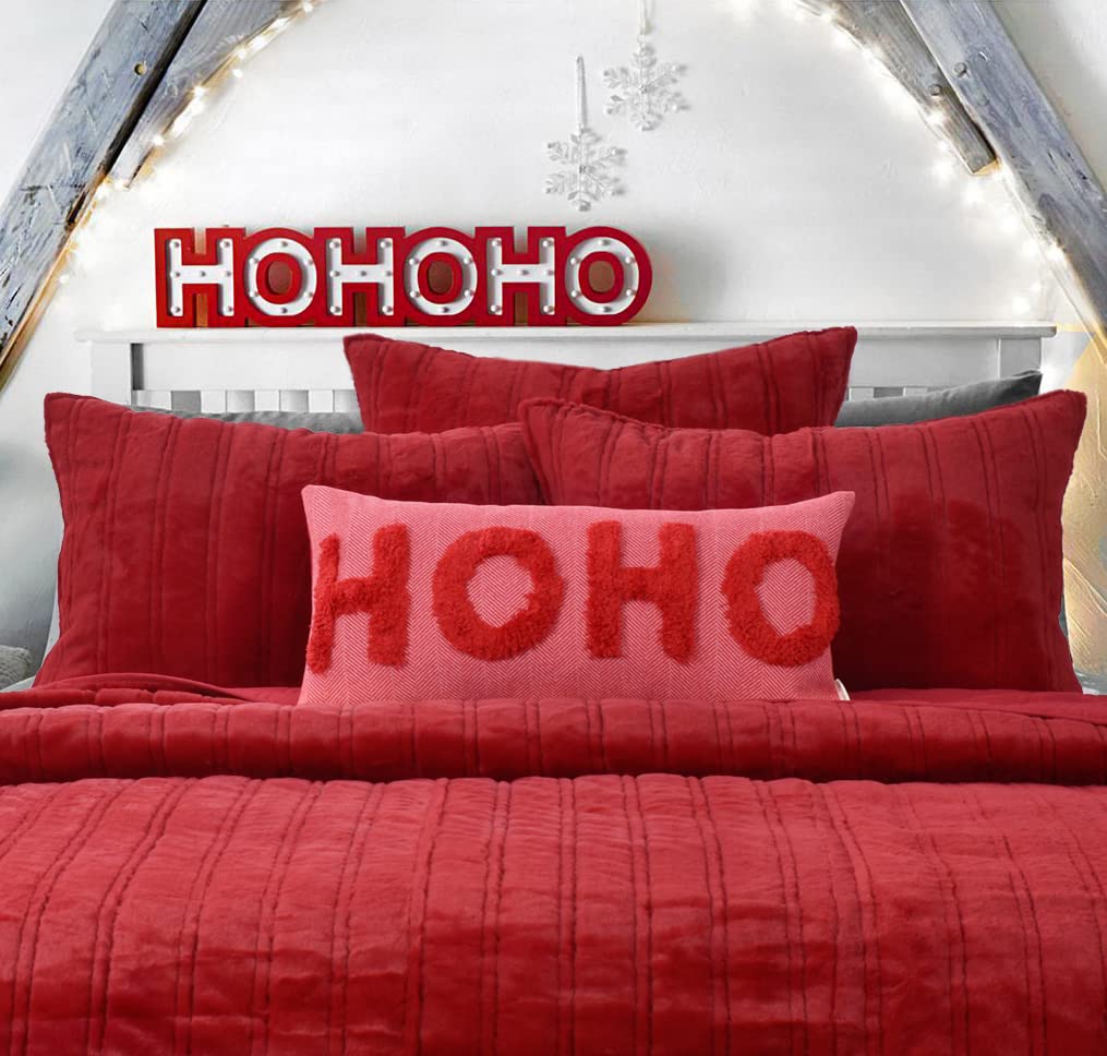 LOOPUINHOM HOHOHO Red Christmas Pillow Covers Christmas Decorations Rectangle Lumbar Waist Throw Pillow Covers for Couch Sofa Bed Living Room 12X24 Inches