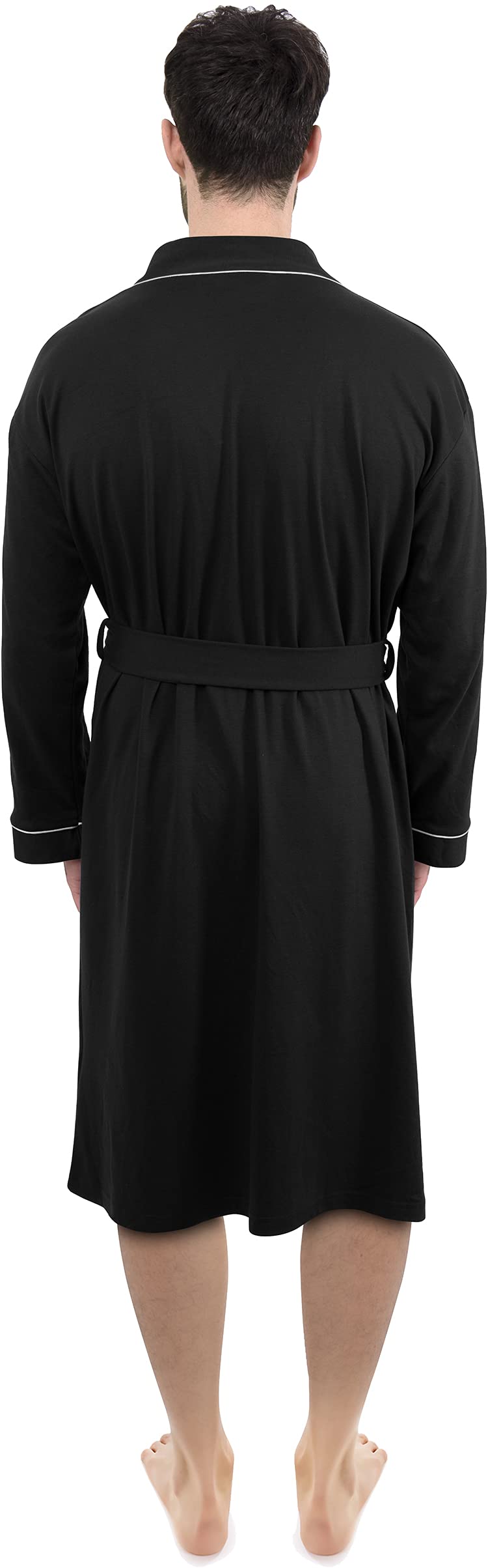 NY Threads Luxurious Men's Knit Robe Cotton Blend Dressing Gown, X-Large, Black