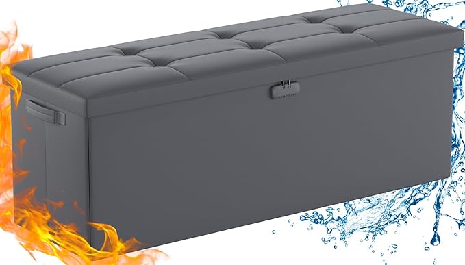 DocSafe Storage Ottoman Bench, Fireproof＆Waterproof Folding Bench