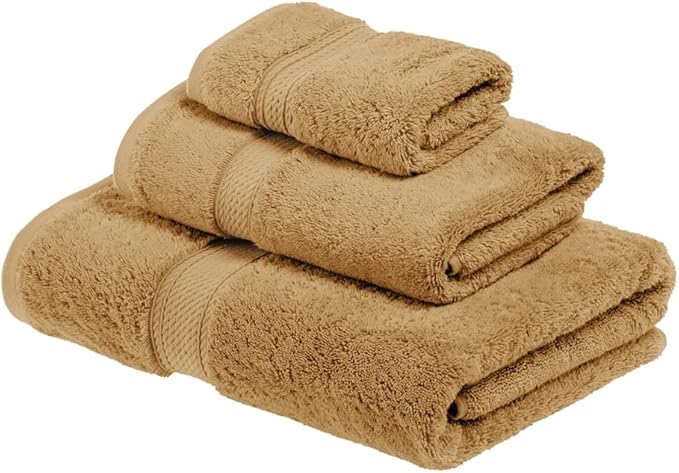 SUPERIOR Egyptian Cotton Pile 3 Piece Towel Set, Includes 1 Bath, 1 Hand