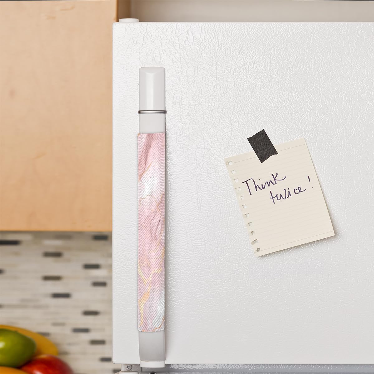 DXTKWL Pink Rose Gold Marble Print Refrigerator Door Handle Covers Set of 2 Kitchen Appliance Handle Covers Protector for Fridge Microwave Stove Oven Dishwasher