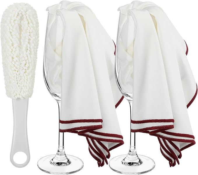 3 Pcs Wine Glass Cleaner Set Large Microfiber Polishing Cloths Wine Glass