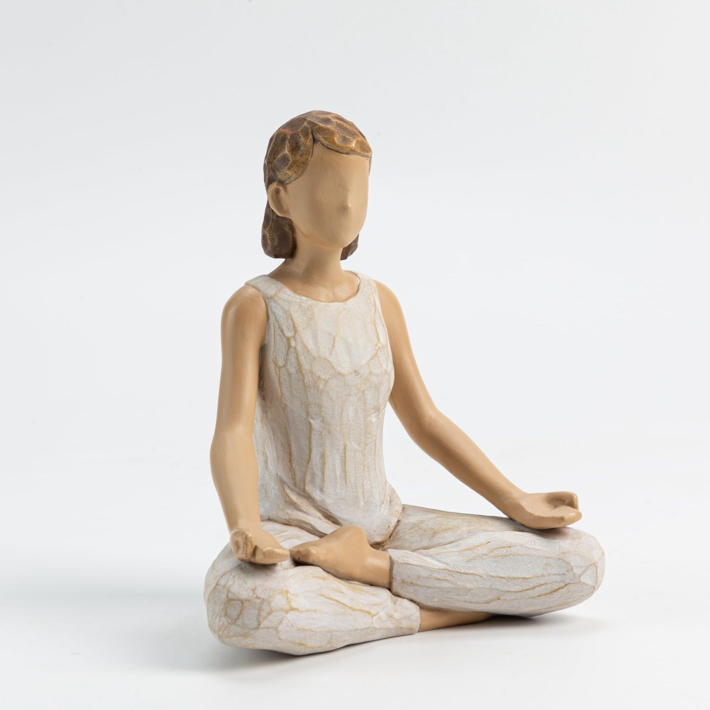ShineOnAngel Yoga Meditation Statue, 5" Yoga Girl Statue, Living Room Bedroom Decoration, Girl Seated in a Peaceful Lotus Position, Woodcut Carving, Hand Painted Resin, Home Decor