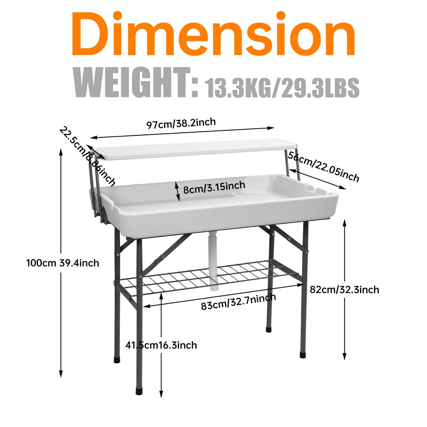Nice C 4 ft Folding Ice Cooler Table, Party Cooler, Grazing Table, Tables with Drain, Bar Cooler Tables, with Matching Skirt, Storage Shelf (White)