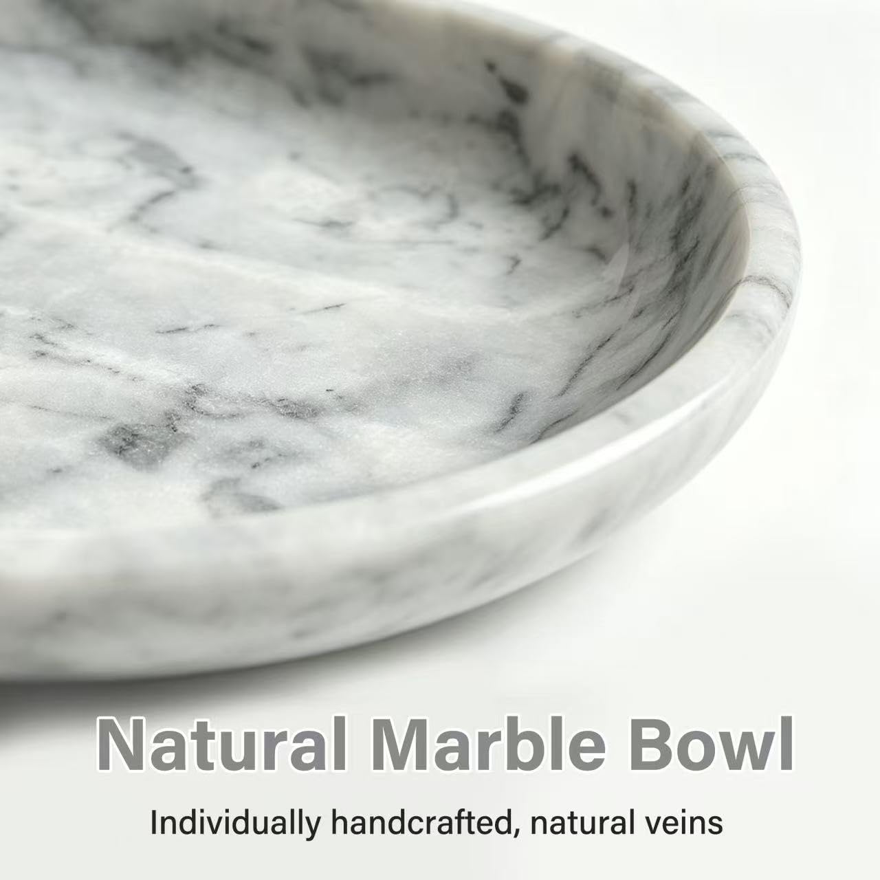 Marble Decorative Bowl，7.8" Elegant Modern Fruit Bowl for Kitchen Counter