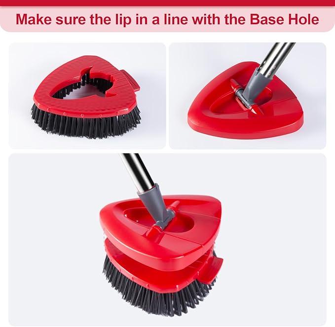 Scrub Brush with Refill Base, Spin Mop Head Scrubber Replacement Compatible