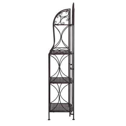 XAONIEN Antique Bronze Four-Tiered Metal Baker's Rack,Free Standing Book Shelves Plants Stand for Kitchen Patio Front Porch Dining Room Living Room,27" X 14" X 65"