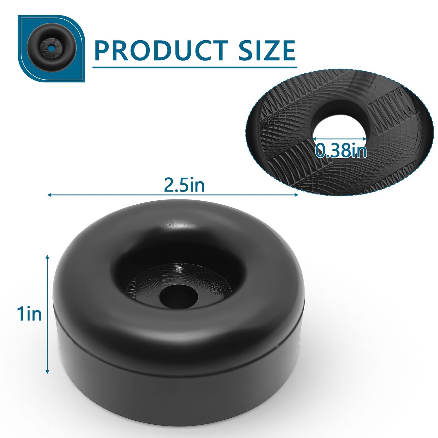 PWEOW Heavy Duty Rubber Anti Vibration Feet for Generators, Pressure Washers, Air Compressors and Pumps Rubber Foot Pads,1 X 2.5 in,with Screw Kits, 4-Pack