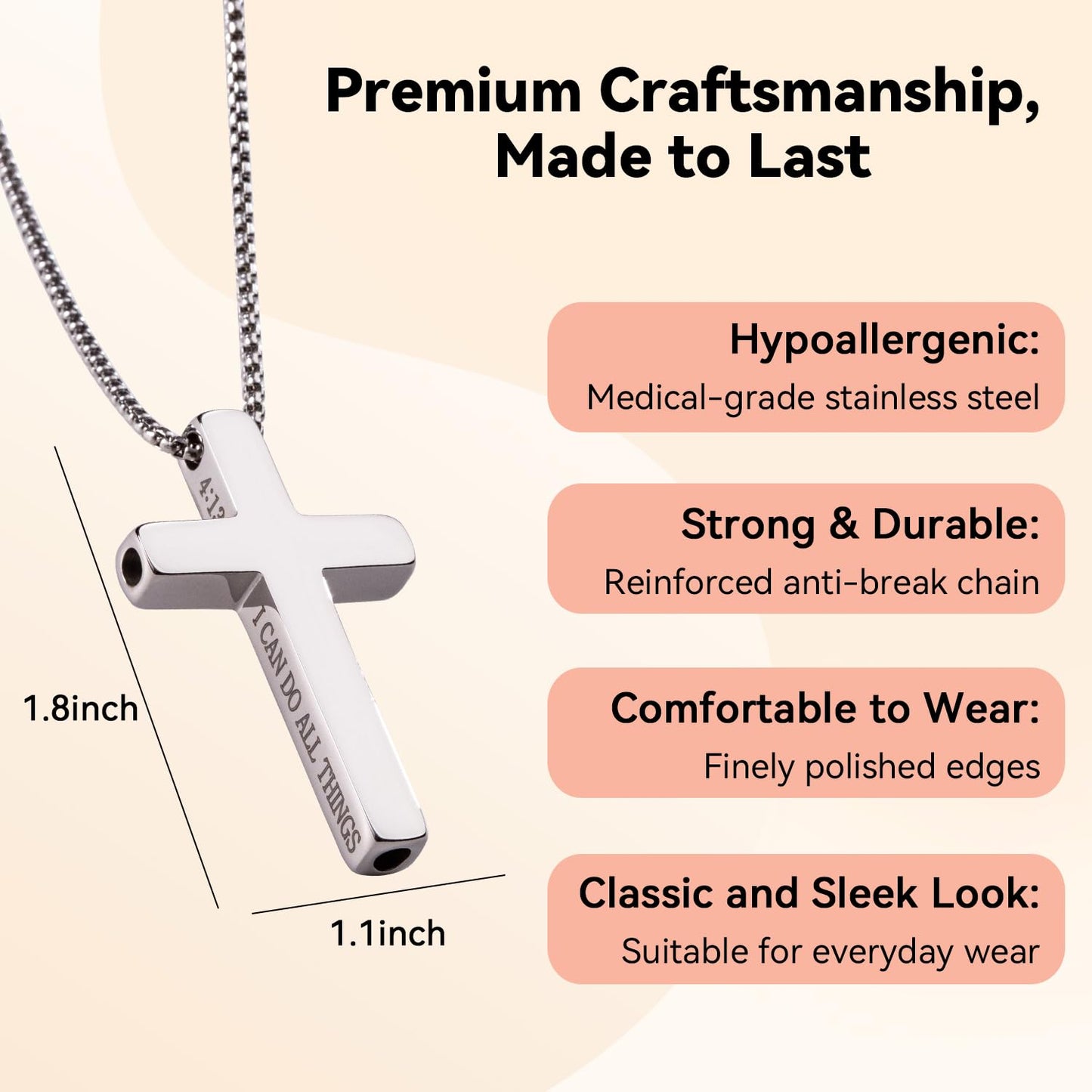 FUNPAR Cross Breathing Necklace for Anxiety Relief and Relaxation, Breathlink Design Quit Smoking Aid, Stainless Steel Mindfulness Tool to Calm, Stylish Wellness Gift for Adults(Silver 28:20)