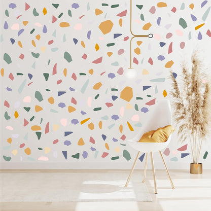 610 PCS Terrazzo Wall Decals – 10 Sheets Modern Abstract Marble-Inspired Vinyl Peel & Stick Wall Art Decor, Neutral Aesthetic Wall Stickers for Bedroom, Living Room, Home Office & Studio