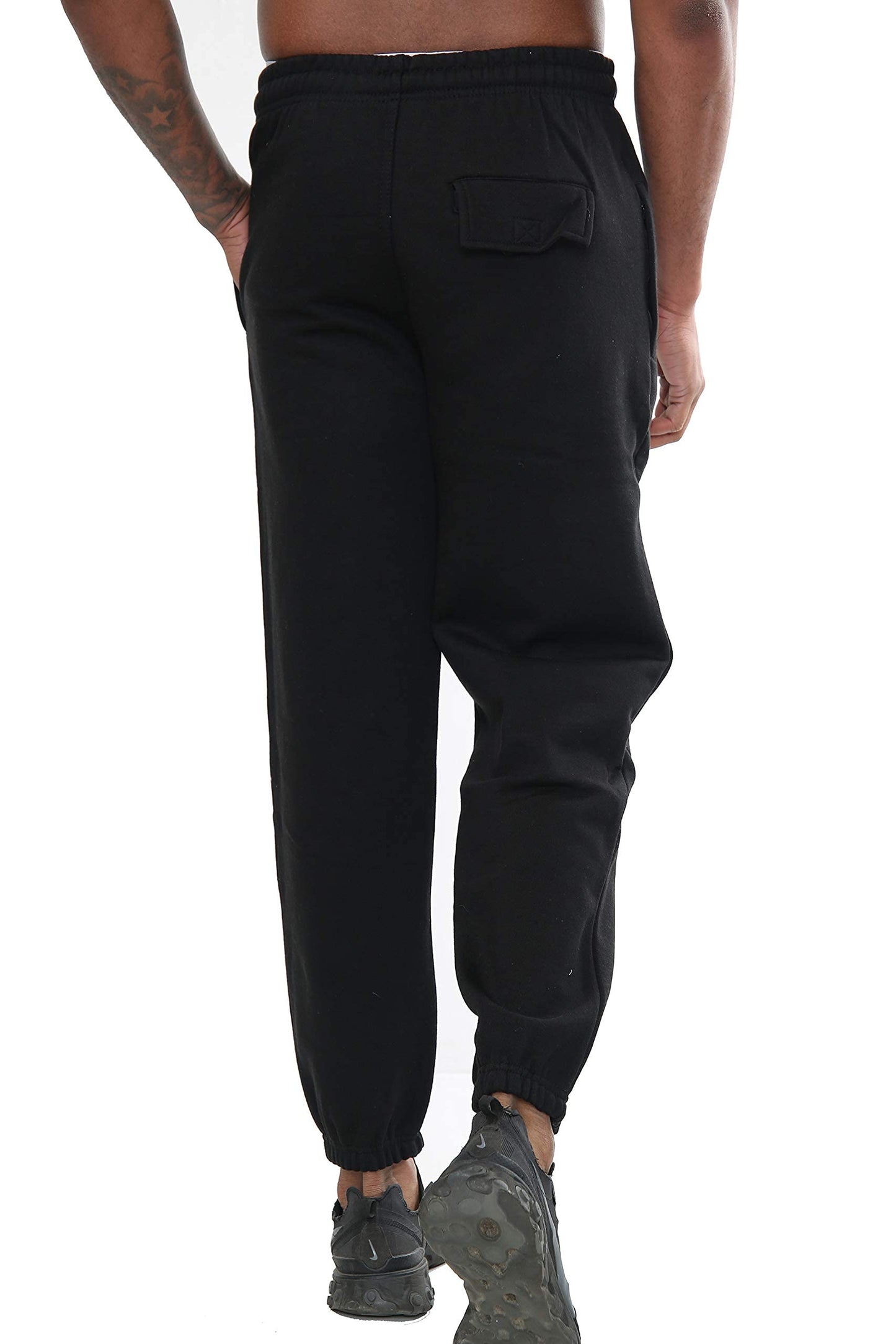 Mens Fleece Jogging Bottoms S-6XL (L, Black)