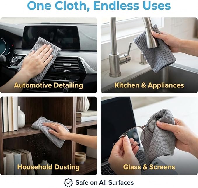Waffle Weave Microfiber Towel, 12 x 12 inches, Barista Towels, Lint Free Cloth