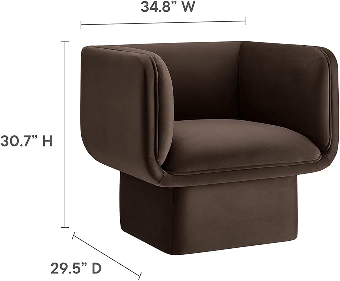 Modway Tate Performance Velvet Accent Chair in Chocolate Brown