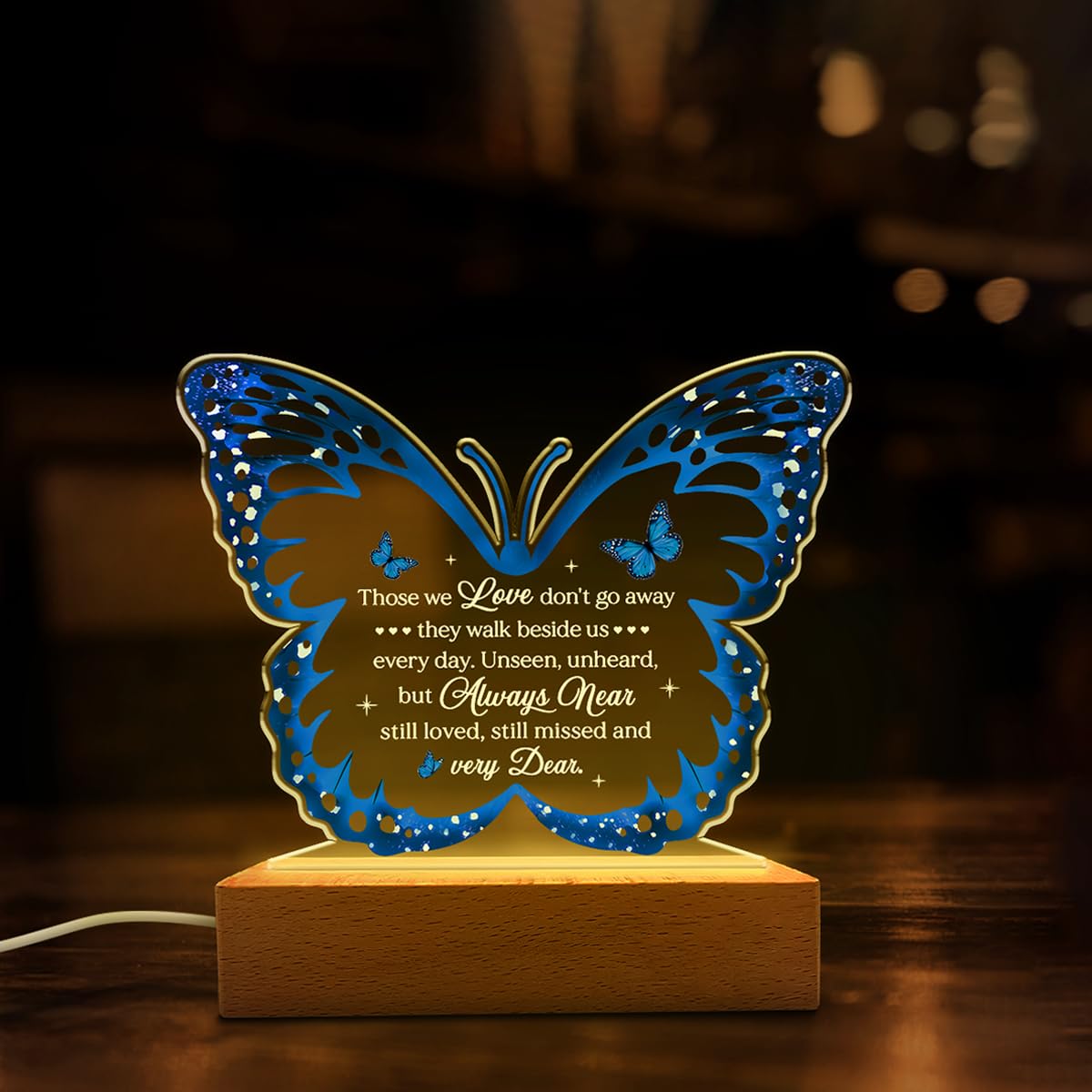 SANDJEST Memorial Butterfly Night Light - Sympathy Gifts for Loss of Loved One - Those We Love Don't Go Away Acrylic Night Lights Bereavement Gift Condolence Keepsake Lamp