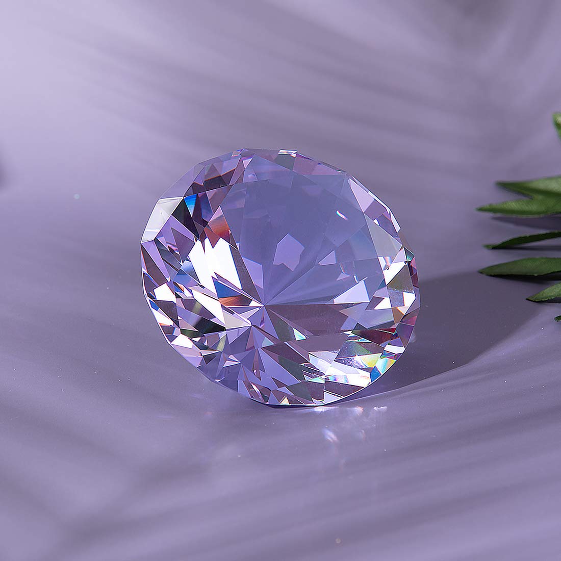 LONGWIN 50mm (2") Crystal Faceted Diamond Paperweight Wedding Favor Home Decor (Purple, 50mm)