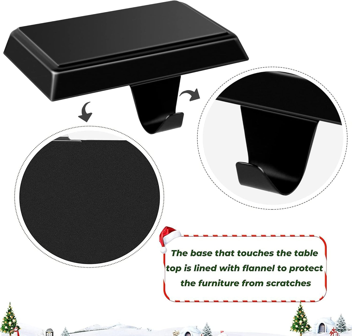 Guojanfon Christmas Stocking Holder Bases - Mantel Stocking Hangers Hanging Hooks for Fireplace Stand Hanger Holder Weighted Hangers for Xmas Holiday Decoration (2 Black, 2)