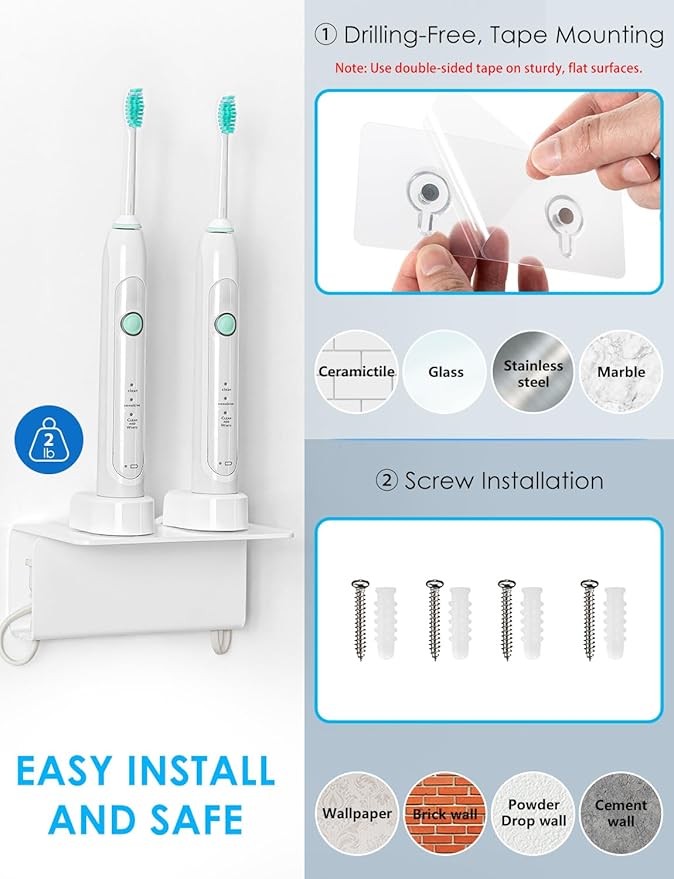 OAPRIRE Electric Toothbrush Holder Wall Mounted, Acrylic Electric Toothbrush